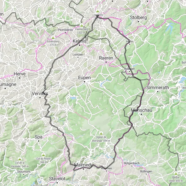 Map miniature of "Road Route through Eifel National Park" cycling inspiration in Köln, Germany. Generated by Tarmacs.app cycling route planner
