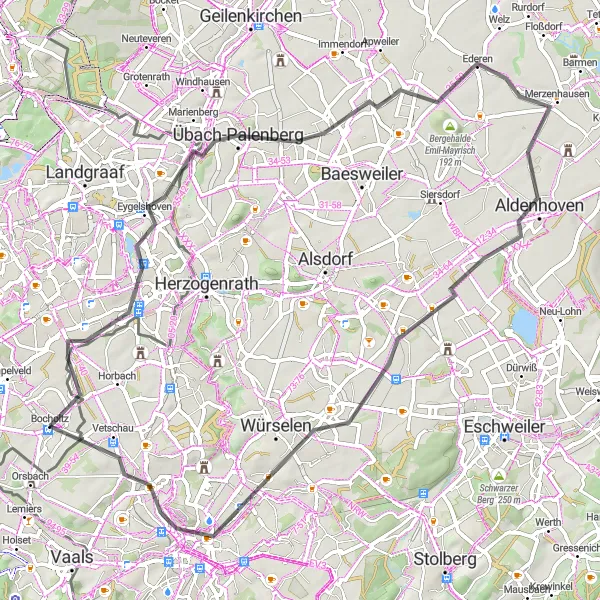 Karten-Miniaturansicht der Radinspiration "Rund um Aachen und Bocholtz" in Köln, Germany. Erstellt vom Tarmacs.app-Routenplaner für Radtouren