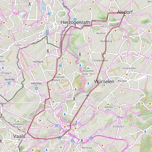 Map miniature of "Scenic Gravel Ride" cycling inspiration in Köln, Germany. Generated by Tarmacs.app cycling route planner