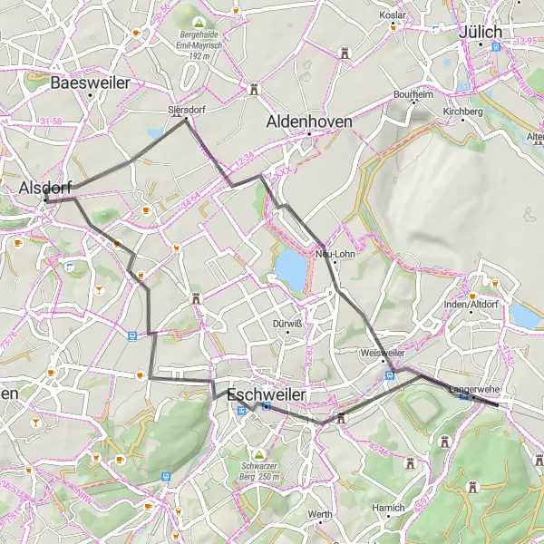 Map miniature of "Schleiden Loop" cycling inspiration in Köln, Germany. Generated by Tarmacs.app cycling route planner