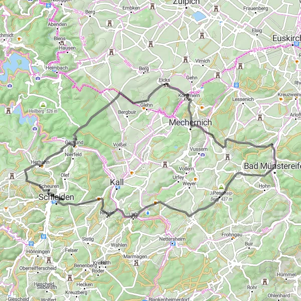 Map miniature of "The Road Adventure in Eifel Region" cycling inspiration in Köln, Germany. Generated by Tarmacs.app cycling route planner