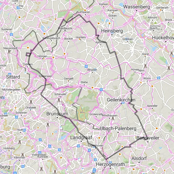 Map miniature of "Baesweiler Loop" cycling inspiration in Köln, Germany. Generated by Tarmacs.app cycling route planner