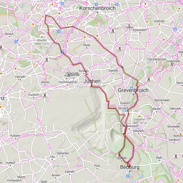 Map miniature of "Lipp Loop" cycling inspiration in Köln, Germany. Generated by Tarmacs.app cycling route planner