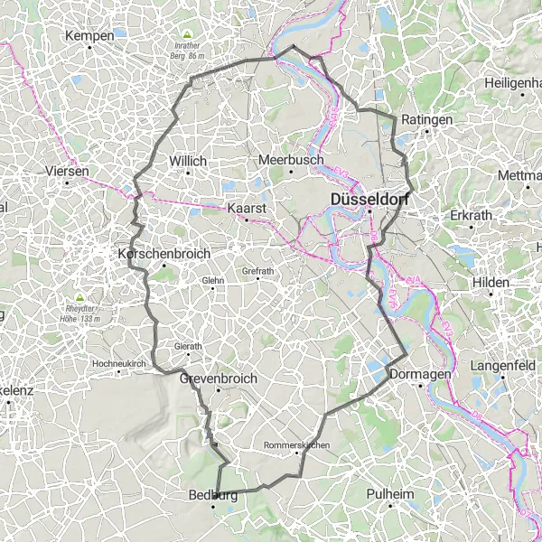 Karten-Miniaturansicht der Radinspiration "Entdeckungstour von Bedburg nach Rommerskirchen" in Köln, Germany. Erstellt vom Tarmacs.app-Routenplaner für Radtouren