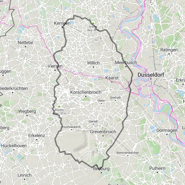 Map miniature of "Bedburg Round Trip" cycling inspiration in Köln, Germany. Generated by Tarmacs.app cycling route planner