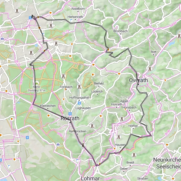 Karten-Miniaturansicht der Radinspiration "Aggertal-Erkundungstour" in Köln, Germany. Erstellt vom Tarmacs.app-Routenplaner für Radtouren