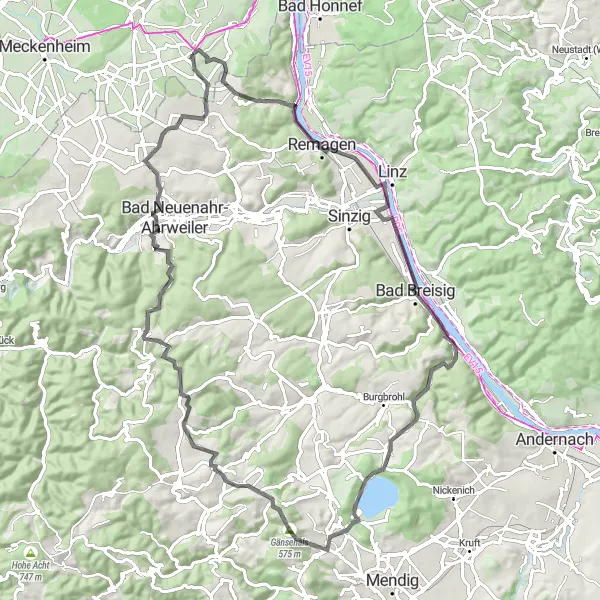Karten-Miniaturansicht der Radinspiration "Road Tour entlang des Rheins" in Köln, Germany. Erstellt vom Tarmacs.app-Routenplaner für Radtouren