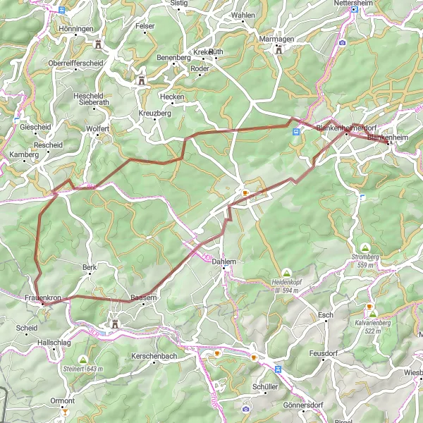 Karten-Miniaturansicht der Radinspiration "Römische Spuren um Blankenheim" in Köln, Germany. Erstellt vom Tarmacs.app-Routenplaner für Radtouren