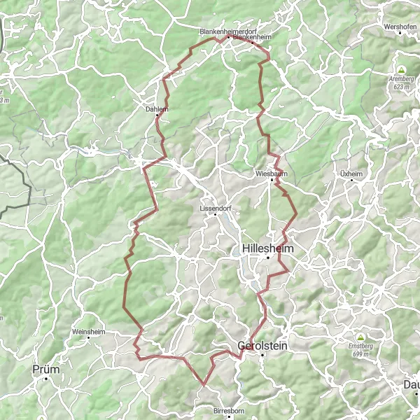 Map miniature of "Eifel Gravel Loop" cycling inspiration in Köln, Germany. Generated by Tarmacs.app cycling route planner