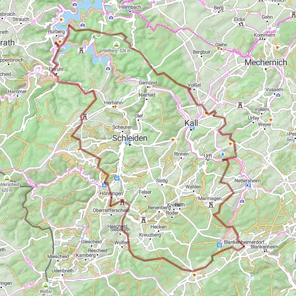 Map miniature of "Gravel Adventure in the Eifel" cycling inspiration in Köln, Germany. Generated by Tarmacs.app cycling route planner