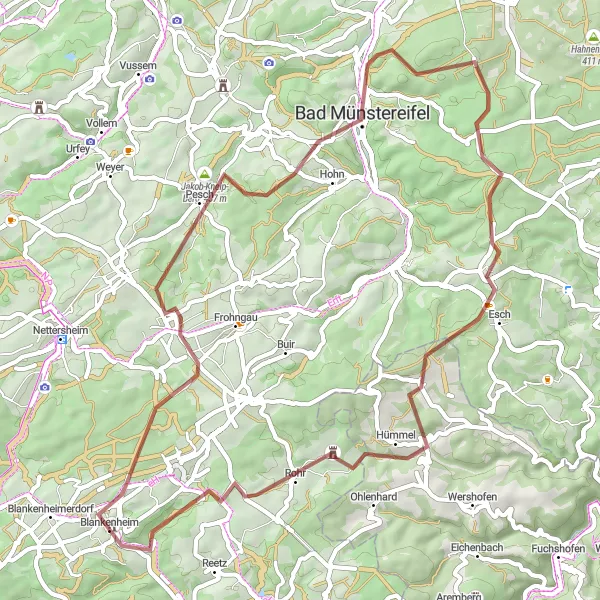 Map miniature of "The Gravel Adventure: Blankenheim Circuit" cycling inspiration in Köln, Germany. Generated by Tarmacs.app cycling route planner