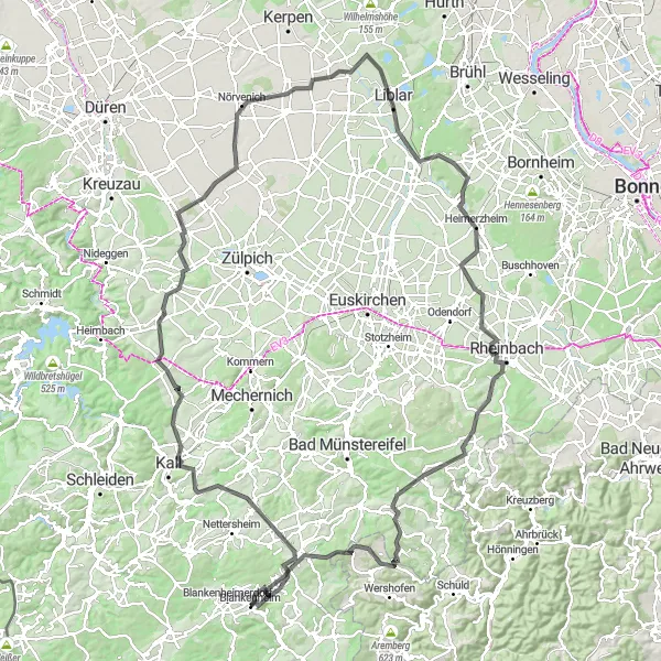 Karten-Miniaturansicht der Radinspiration "Von Blankenheim nach Tondorf" in Köln, Germany. Erstellt vom Tarmacs.app-Routenplaner für Radtouren