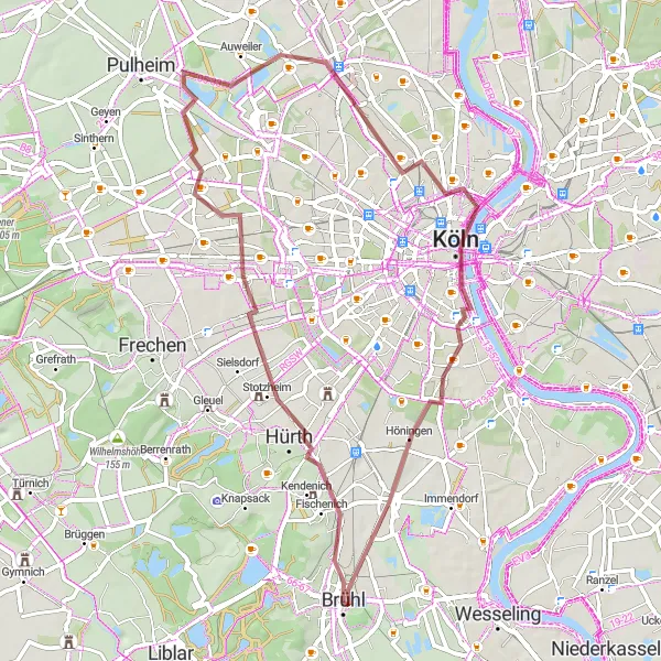 Map miniature of "Hidden Gems of Cologne" cycling inspiration in Köln, Germany. Generated by Tarmacs.app cycling route planner