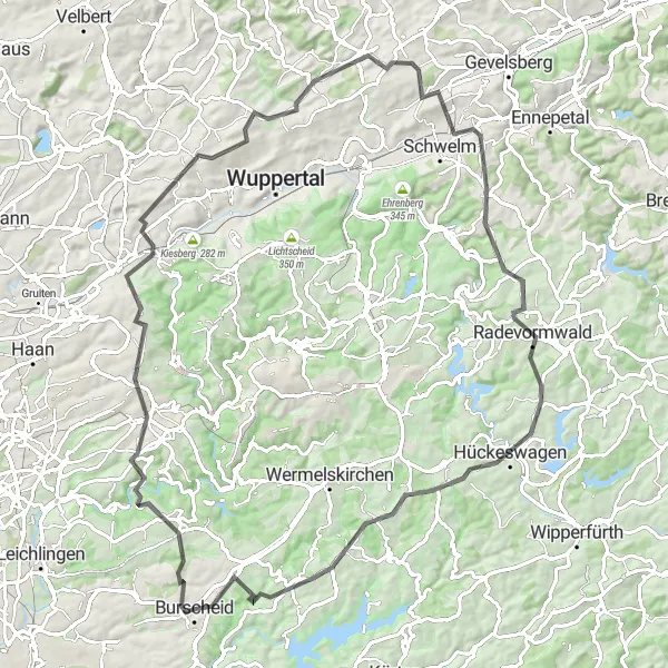 Karten-Miniaturansicht der Radinspiration "Bergisches Panorama" in Köln, Germany. Erstellt vom Tarmacs.app-Routenplaner für Radtouren