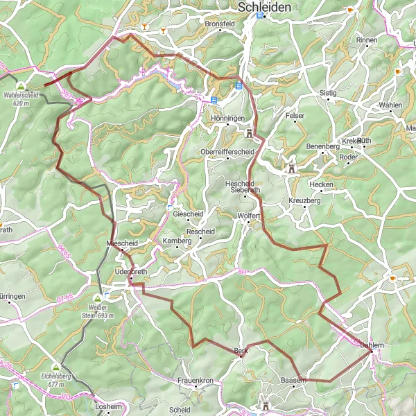 Karten-Miniaturansicht der Radinspiration "Abenteuerliche Gravel-Tour durch die Eifel" in Köln, Germany. Erstellt vom Tarmacs.app-Routenplaner für Radtouren