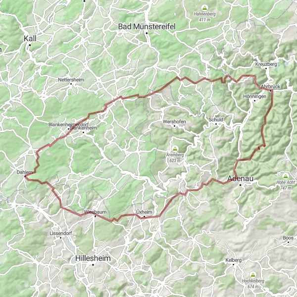 Map miniature of "Epic Gravel Tour" cycling inspiration in Köln, Germany. Generated by Tarmacs.app cycling route planner