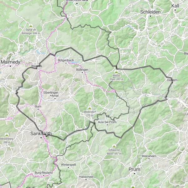 Map miniature of "Eifel Vistas" cycling inspiration in Köln, Germany. Generated by Tarmacs.app cycling route planner