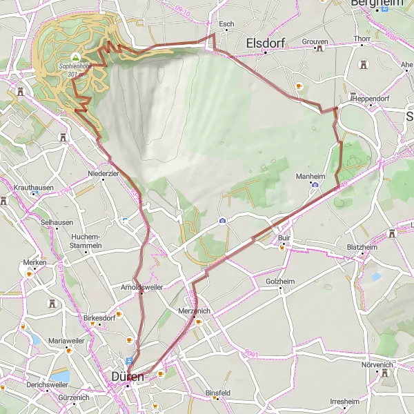Karten-Miniaturansicht der Radinspiration "Die Esch Gravel Tour" in Köln, Germany. Erstellt vom Tarmacs.app-Routenplaner für Radtouren