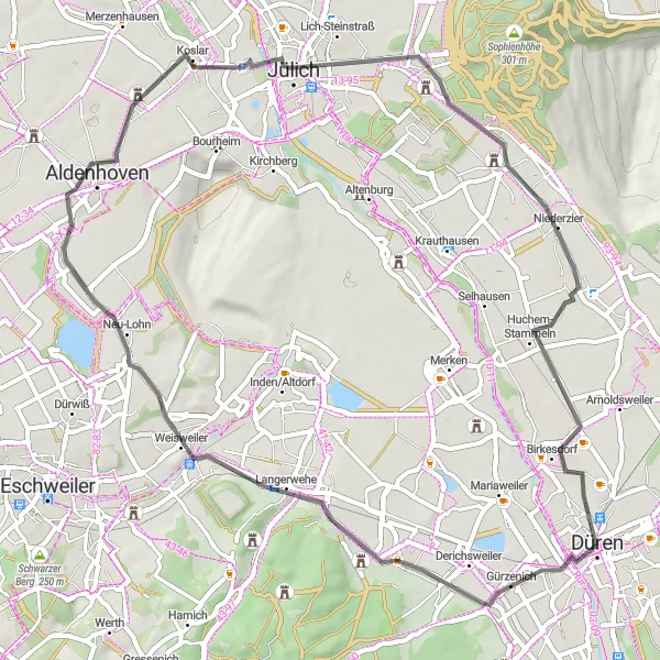 Karten-Miniaturansicht der Radinspiration "Die Hambacher Route" in Köln, Germany. Erstellt vom Tarmacs.app-Routenplaner für Radtouren