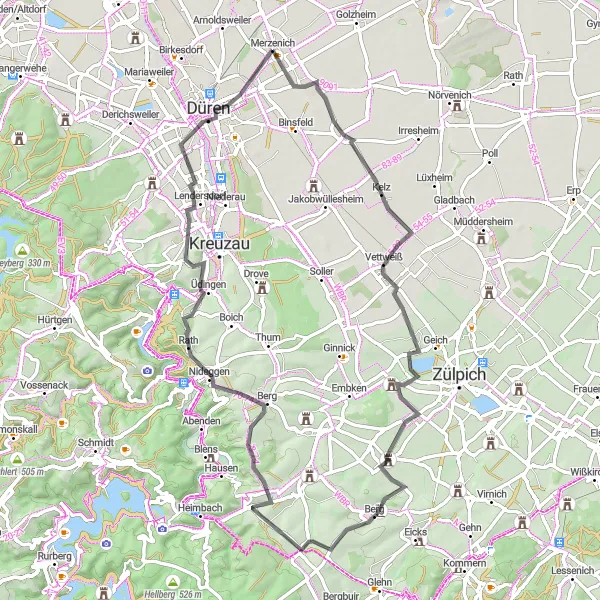 Map miniature of "Eifel Road Adventure" cycling inspiration in Köln, Germany. Generated by Tarmacs.app cycling route planner