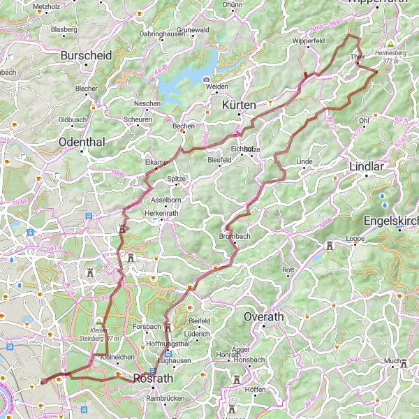 Karten-Miniaturansicht der Radinspiration "Rundtour von Eil nach Monte Troodelöh und zurück" in Köln, Germany. Erstellt vom Tarmacs.app-Routenplaner für Radtouren