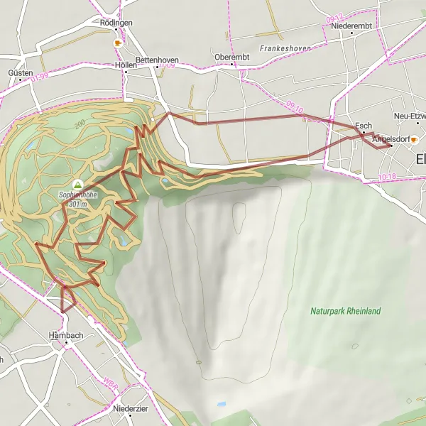 Map miniature of "Sophienhöhe Challenge" cycling inspiration in Köln, Germany. Generated by Tarmacs.app cycling route planner