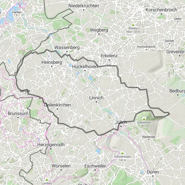 Map miniature of "Hambach Mine Viewpoint Ride" cycling inspiration in Köln, Germany. Generated by Tarmacs.app cycling route planner