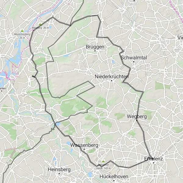 Karten-Miniaturansicht der Radinspiration "Wassererlebnis Schwalm Route" in Köln, Germany. Erstellt vom Tarmacs.app-Routenplaner für Radtouren