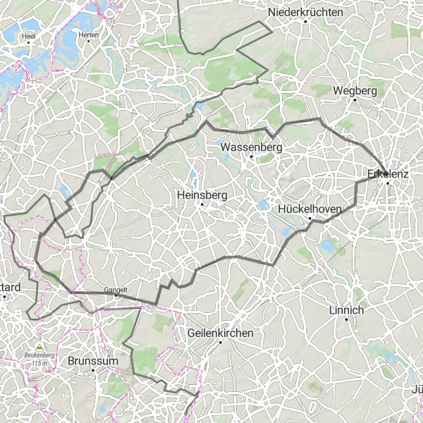 Map miniature of "Rural Randerath Loop" cycling inspiration in Köln, Germany. Generated by Tarmacs.app cycling route planner