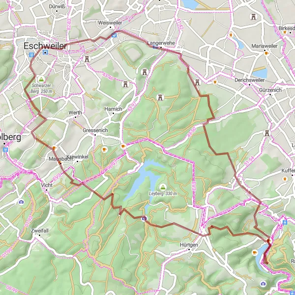 Karten-Miniaturansicht der Radinspiration "Natur und Geschichte entlang des Schwarzen Bergs" in Köln, Germany. Erstellt vom Tarmacs.app-Routenplaner für Radtouren