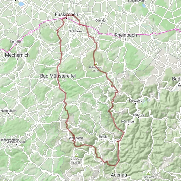 Karten-Miniaturansicht der Radinspiration "Der Natur-Rundweg von Euskirchen nach Bad Münstereifel" in Köln, Germany. Erstellt vom Tarmacs.app-Routenplaner für Radtouren