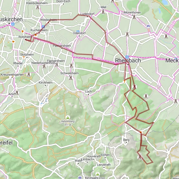 Karten-Miniaturansicht der Radinspiration "Historische Runde durch Rheinbach Gravel Tour" in Köln, Germany. Erstellt vom Tarmacs.app-Routenplaner für Radtouren