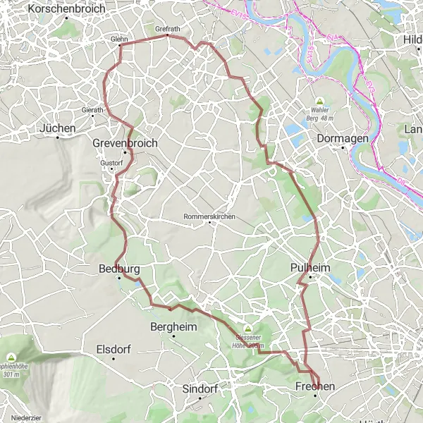 Karten-Miniaturansicht der Radinspiration "Gravel-Abenteuer Terra Nova" in Köln, Germany. Erstellt vom Tarmacs.app-Routenplaner für Radtouren