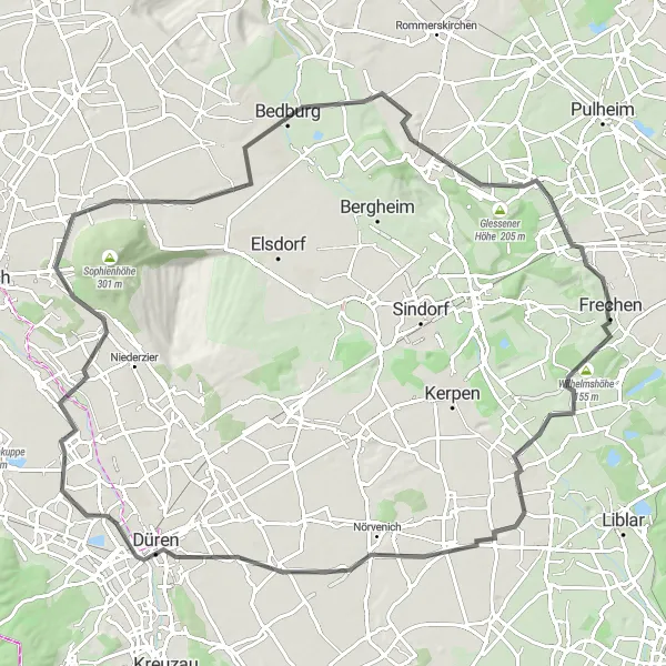 Karten-Miniaturansicht der Radinspiration "Rund um Frechen entlang historischer Stätten" in Köln, Germany. Erstellt vom Tarmacs.app-Routenplaner für Radtouren