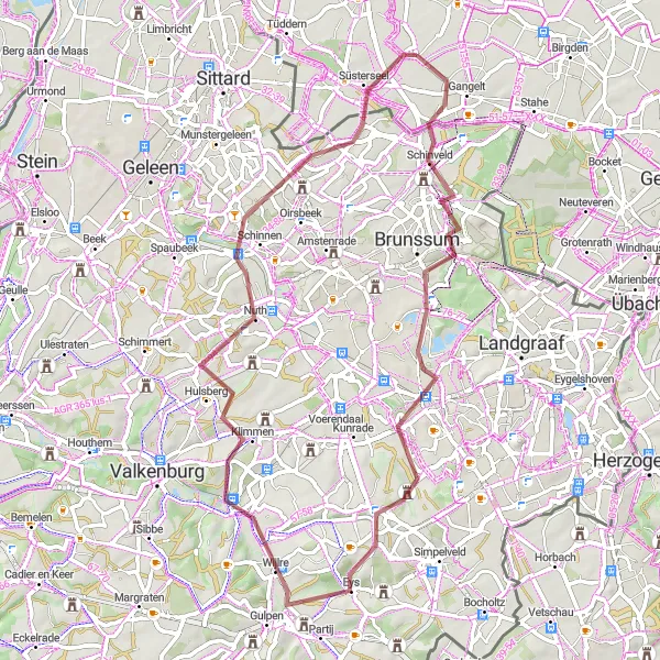 Karten-Miniaturansicht der Radinspiration "Herausfordernde Schottertour um Gangelt" in Köln, Germany. Erstellt vom Tarmacs.app-Routenplaner für Radtouren