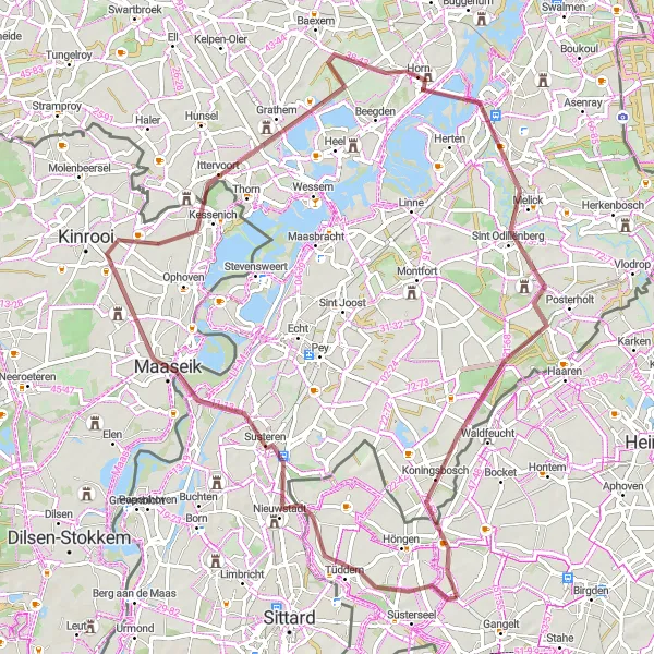 Map miniature of "Susteren Loop Gravel Route" cycling inspiration in Köln, Germany. Generated by Tarmacs.app cycling route planner