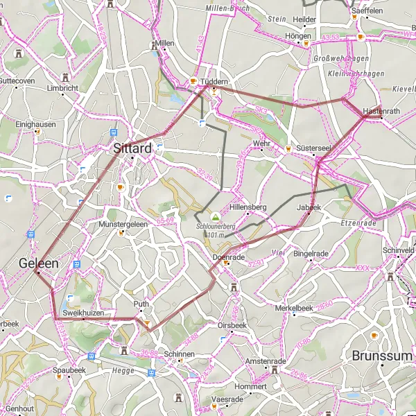 Map miniature of "Small Gravel Loop" cycling inspiration in Köln, Germany. Generated by Tarmacs.app cycling route planner