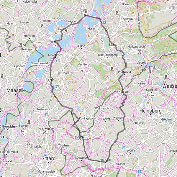 Karten-Miniaturansicht der Radinspiration "Radtour durch Gangelt und Roermond" in Köln, Germany. Erstellt vom Tarmacs.app-Routenplaner für Radtouren
