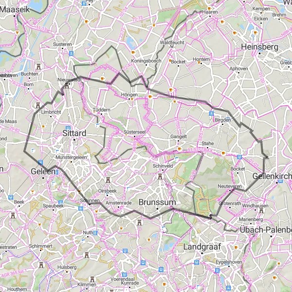 Karten-Miniaturansicht der Radinspiration "Rundtour ab Geilenkirchen: Hügeliges Land und malerische Dörfer" in Köln, Germany. Erstellt vom Tarmacs.app-Routenplaner für Radtouren