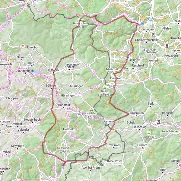 Map miniature of "Scenic Gravel Adventure" cycling inspiration in Köln, Germany. Generated by Tarmacs.app cycling route planner