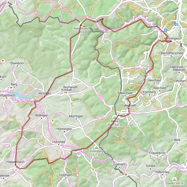 Karten-Miniaturansicht der Radinspiration "Weißer Stein und Wirtzfeld Gravelstrecke" in Köln, Germany. Erstellt vom Tarmacs.app-Routenplaner für Radtouren