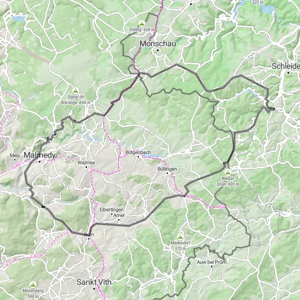 Karten-Miniaturansicht der Radinspiration "Road Tour um Hellenthal" in Köln, Germany. Erstellt vom Tarmacs.app-Routenplaner für Radtouren