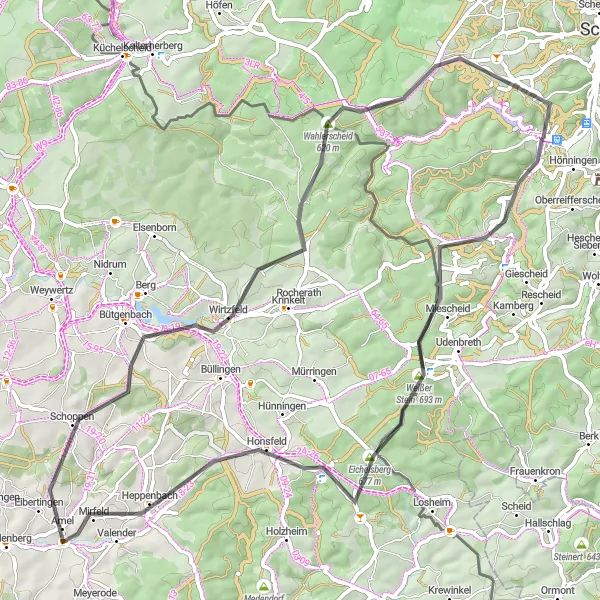 Karten-Miniaturansicht der Radinspiration "Weißer Stein und Wirtzfeld Road Tour" in Köln, Germany. Erstellt vom Tarmacs.app-Routenplaner für Radtouren