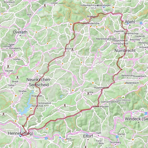 Map miniature of "The Ultimate Gravel Challenge" cycling inspiration in Köln, Germany. Generated by Tarmacs.app cycling route planner