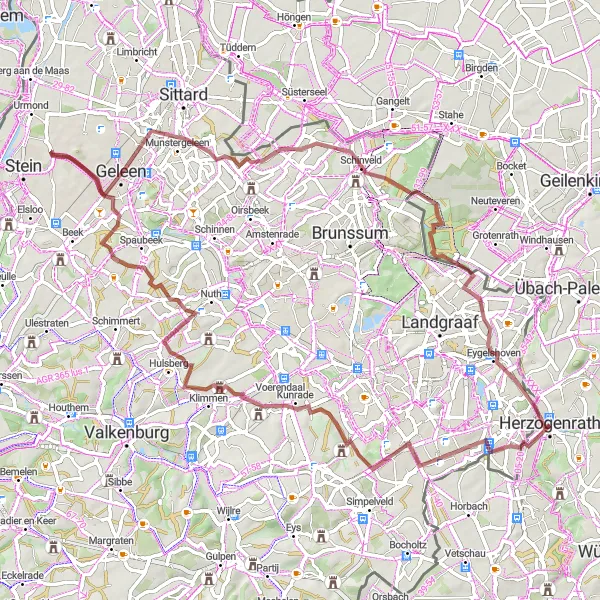 Map miniature of "Scenic gravel route through Wissengracht and Eygelshoven" cycling inspiration in Köln, Germany. Generated by Tarmacs.app cycling route planner