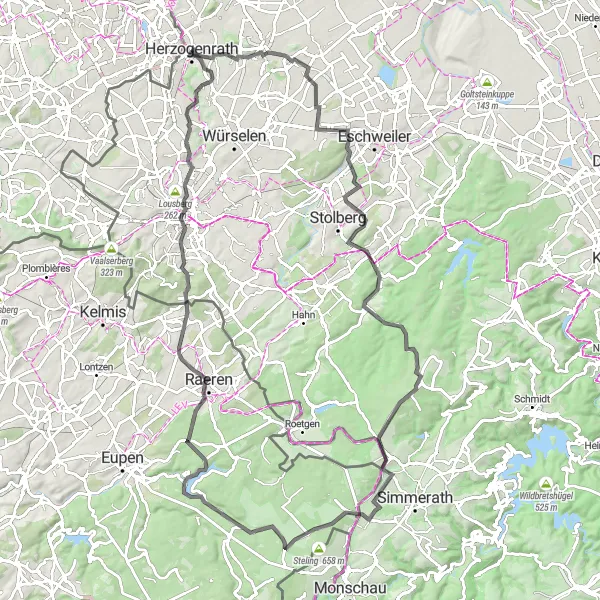 Map miniature of "Herzogenrath to Bergehalde Anna I Loop" cycling inspiration in Köln, Germany. Generated by Tarmacs.app cycling route planner