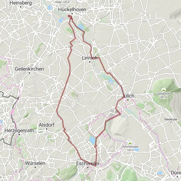 Karten-Miniaturansicht der Radinspiration "Panorama-Ausflug von Hückelhoven nach Jülich" in Köln, Germany. Erstellt vom Tarmacs.app-Routenplaner für Radtouren