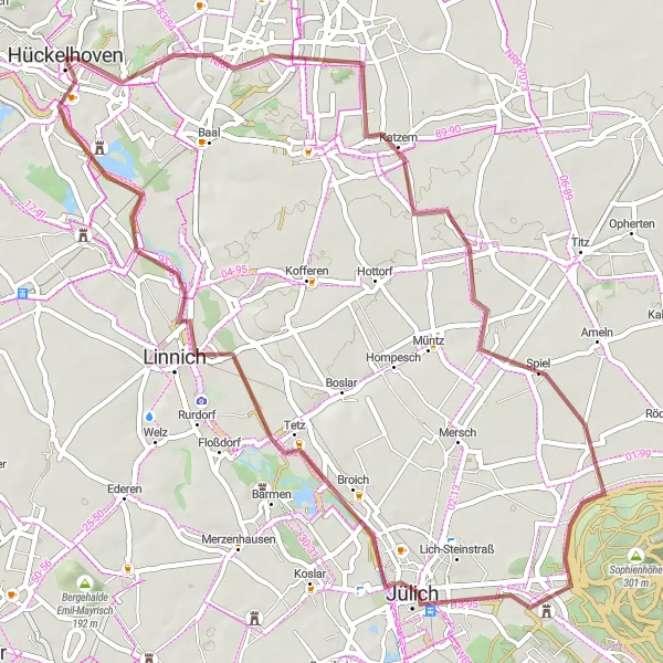 Map miniature of "The Gravel Trail Explorer" cycling inspiration in Köln, Germany. Generated by Tarmacs.app cycling route planner