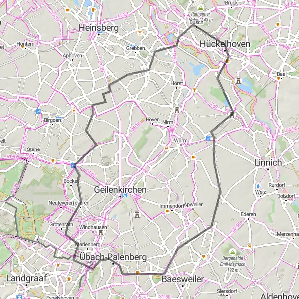 Map miniature of "The Gereonsweiler Loop" cycling inspiration in Köln, Germany. Generated by Tarmacs.app cycling route planner