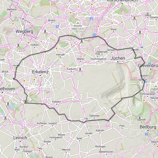 Karten-Miniaturansicht der Radinspiration "Rundtour durch verschiedene Landschaften" in Köln, Germany. Erstellt vom Tarmacs.app-Routenplaner für Radtouren